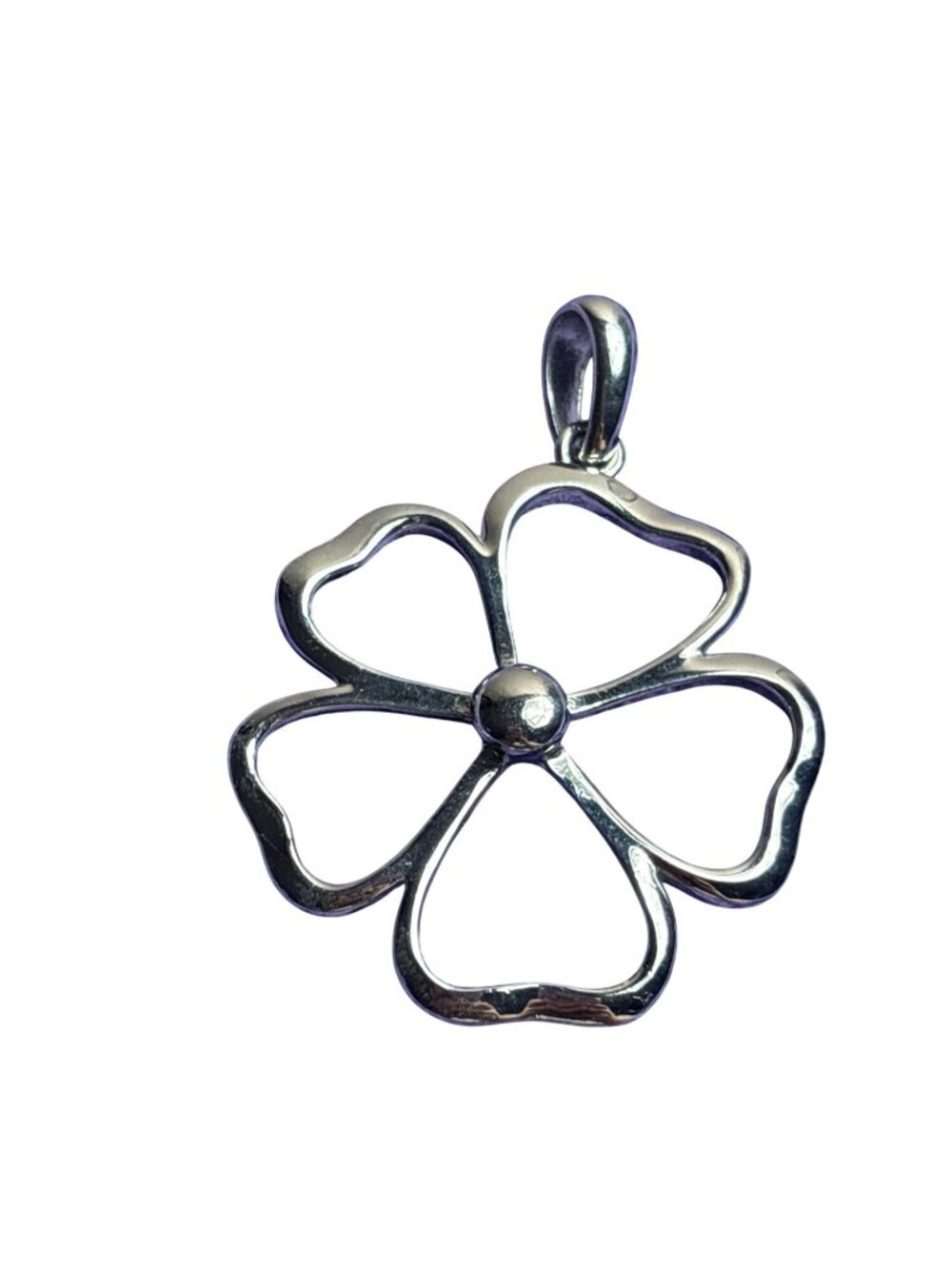 Silvertone Flower Pendant 1 5/8 inch
